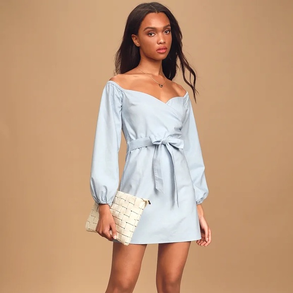 Lulus Dresses & Skirts - Lulu’s Light Blue Off-The Shoulder Dress